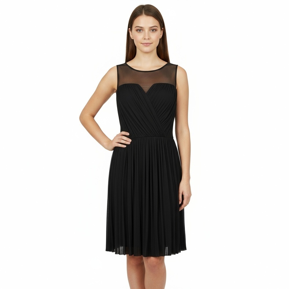 NWT  Bailey 44 Black Mesh Ruched Dress Womens Size L